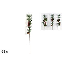 RAMO GLITTERATO C/PIGNE E BACCHE 68CM 3 ASS.XY17-1260/61/65Due Esse