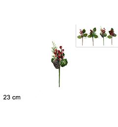 Spillone Natalizio con Bacche e Pigne - 23cmDue Esse