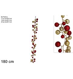 Ghirlanda 60 Palline Rosso/Oro SM2401RG - 180cmDue Esse
