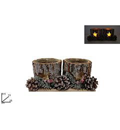 Portacandela a Tronco Natalizio - 2 PostiDue Esse