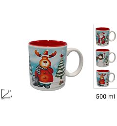 TAZZONE 500ML CERAMICA CON SOGGETTI NATALIZI 3ASSORTIMENTI(F