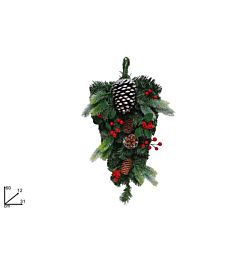 Dietroporta Lungo con Pigne & Bacche - 60cm