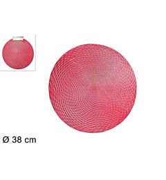 TOVAGLIETTA TONDA DIAM 38CM DECORATA ROSSO C115S/RED
