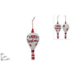 Mongolfiera Floccata Bianco/Rosso - 8,5x20cmDue Esse