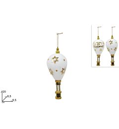 Mongolfiera Floccata Bianco/Oro - 8,5x20cmDue Esse