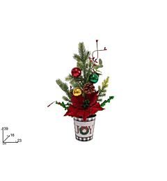 PIANTA C/FIORE NATALIZIO ROSSO C/BACCHE E PALLINE 39CM WA-24