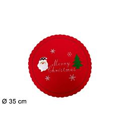 SOTTOPIATTO FELTRO TONDO 35CM DECORO BABBO NATALE SCACCHI GL