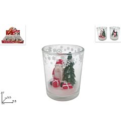 BICCHIERE CON CANDELA BABBO NAT.SNOWMAN