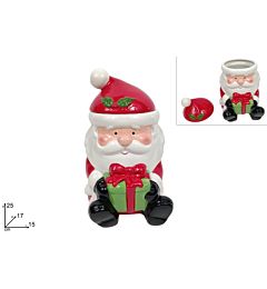 BARATTOLO BABBO NATALE CON PACCO REGALO IN CERAMICANH24B0027