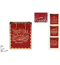 Busta Regalo Natalizio 18x7x14cm - RossoDue Esse