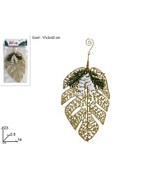APPENDINO FOGLIA GLITTERATA ORO 23CM HJ-25-DUE101/GOLD