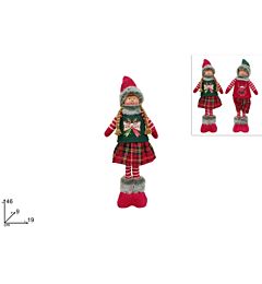 ANGELO 54 CM CON VESTITO ROSSO/VERDE CON PELLICCIA AT180-242Due Esse