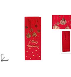 BUSTA REGALO PALLINE NATALIZIE 12X36X9 ROSSO-ORO B7-2501 R/GDue Esse