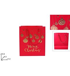 BUSTA REGALO PALLINE NATALIZIE 11,4X14,5X6,2 ROSSO-ORO V7-25Due Esse