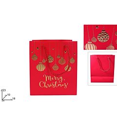 BUSTA REGALO PALLINE NATALIZIE 18X23X10 ROSSO-ORO V7-2503 R/Due Esse