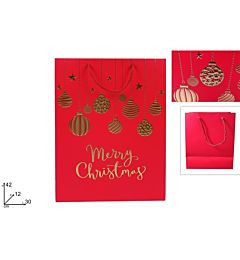 BUSTA REGALO PALLINE NATALIZIE 30X42X12 ROSSO-ORO V7-2505 R/Due Esse