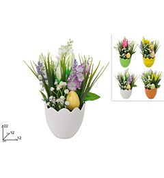 Piantina Uovo con Fiori - 22x12cm