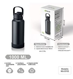 BORRACCIA TERMICA  - NERO CON MANICO - 1L