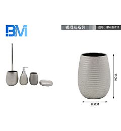BICCHIERE BAGNO IN CERAMICA RUVIDO - ARGENTOBm
