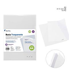 PRYMA BUSTA A4 APERTURA L TRASPARENTE - 10PZ