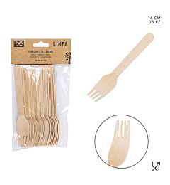 DC CASA FORCHETTA LEGNO MONOUSO 16CM 25PZDc Casa