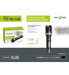 TORCIA LED COB RICARICABILE CON ZOOMTek One Tecnology
