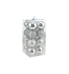Set 16 Palline di Natale Ø8cm - ArgentoNataluna