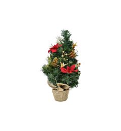 Albero Natale Verde 45cm - Decorato Rosso/Oro