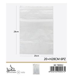 BUSTINE TRASPARENTI CON CHIUSURA A PRESSIONE 20x28CM - 6PZGev