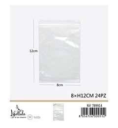 BUSTINE TRASPARENTI CON CHIUSURA A PRESSIONE 8x12CM - 24PZ