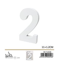 NUMERO "2" IN LEGNO - 11x1,2CM