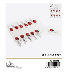 MINI MOLLETTE CON COCCINELLA - BIANCO 3CM - 12PZGev
