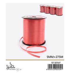 ROTOLO NASTRO DECORATIVO - ROSSO - 5MM x 275MGev