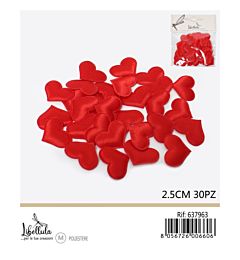 CUORI DECORATIVI IN TESSUTO - ROSSO 2,5CM - 30PZGev