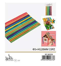 BASTONCINI IN LEGNO - COLORATI 5x120MM - 15PZGev