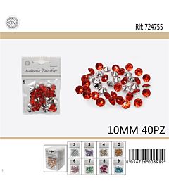 DIAMANTI DECORATIVI - COLORI ASSORTITI 10MM - 40PZGev