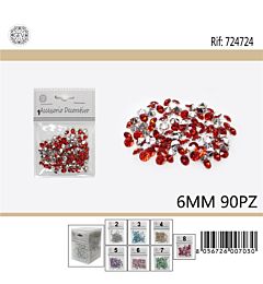 DIAMANTI DECORATIVI - COLORI ASSORTITI 6MM - 90PZGev