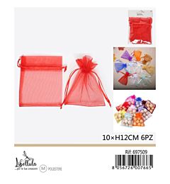 SACCHETTI DI ORGANZA - ROSSO 10x12CM - 6PZGev