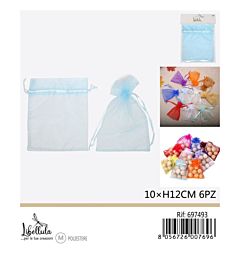 SACCHETTI DI ORGANZA - CELESTE 10x12CM - 6PZ