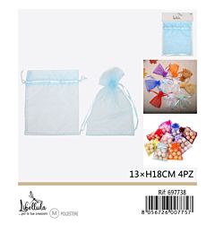 SACCHETTI DI ORGANZA - CELESTE 13x18CM - 4PZGev