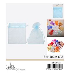 SACCHETTI DI ORGANZA - CELESTE 8x10CM - 6PZGev