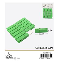 MINI MOLLETTE IN LEGNO - VERDE 4,5CM - 12PZ