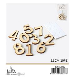 NUMERI DAL 0 AL 9 IN LEGNO - 2,3CM - 10PZ