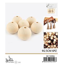 PALLINE DI LEGNO CON FORO 25MM - 6PZGev