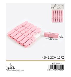 MINI MOLLETTE IN LEGNO - ROSA 4,5CM - 12PZGev