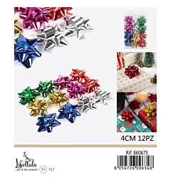 COCCARDE DA REGALO METALLIZZATI - COLORI MISTI 4CM - 12PZGev
