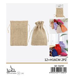 SACCHETTI DI LINO - BEIGE - 12x16CM - 2PZGev