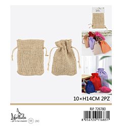 SACCHETTI DI LINO - BEIGE - 10x14CM - 2PZGev