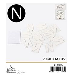 LETTERA "N" IN LEGNO - 2,3x0,3CM -12PZ