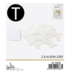 LETTERA "T" IN LEGNO - 2,3x0,3CM -12PZGev
